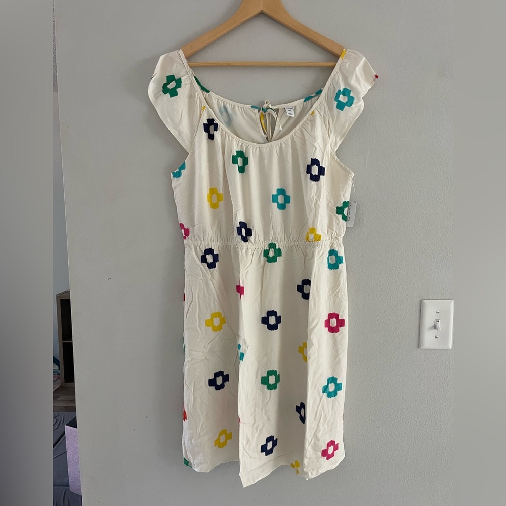 Old Navy Ivory Dress with Multicolor Accents